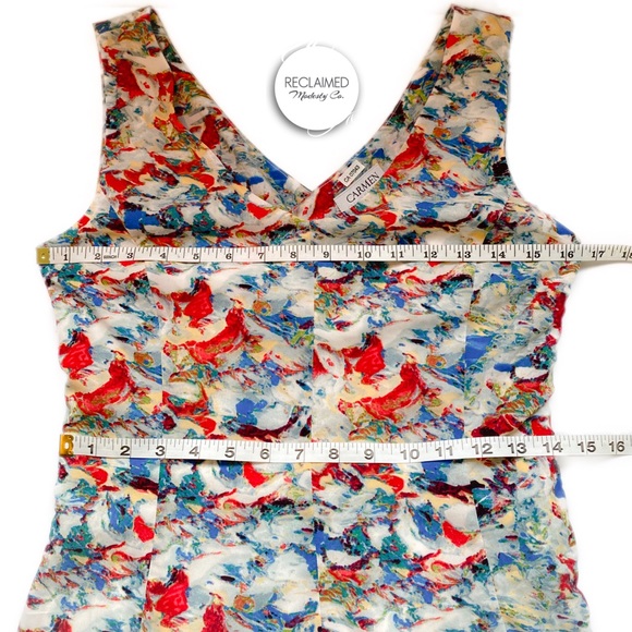 CARMEN MARC VALVO Printed Cross Over Back Dress - Picture 6 of 8